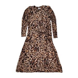 Cabi Large Dress Selma Leopard Cheetah Mob Wife Print Ruched Stretch Jersey Maxi